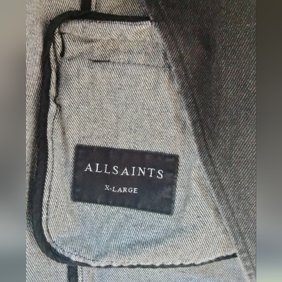 SOLD!!! Allsaints Mercier Black Denim Single Breasted Jacket NWOT - Picture 6 of 6